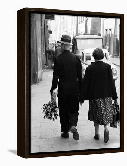 Elderly Polish Couple Walking Hand in Hand-Paul Schutzer-Framed Premier Image Canvas