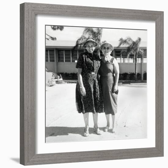 Elderly Sisters Pose on Vacation in Florida, Ca. 1966.-Kirn Vintage Stock-Framed Photographic Print