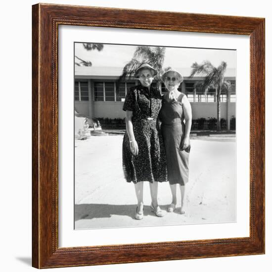 Elderly Sisters Pose on Vacation in Florida, Ca. 1966.-Kirn Vintage Stock-Framed Photographic Print