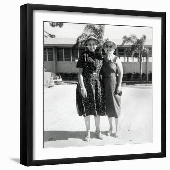 Elderly Sisters Pose on Vacation in Florida, Ca. 1966.-Kirn Vintage Stock-Framed Photographic Print