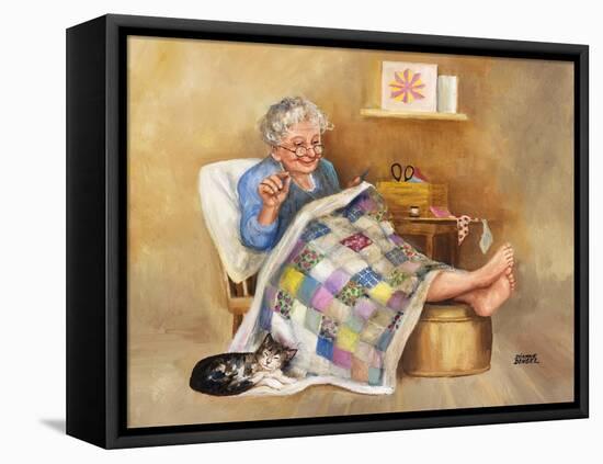 Elderly Woman Quilting-Dianne Dengel-Framed Premier Image Canvas