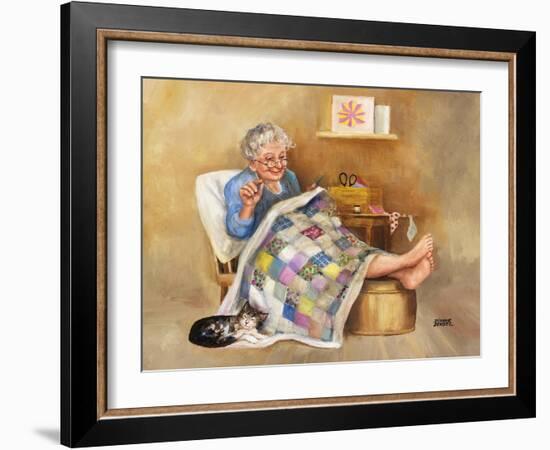 Elderly Woman Quilting-Dianne Dengel-Framed Giclee Print