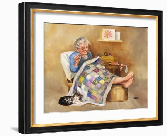 Elderly Woman Quilting-Dianne Dengel-Framed Giclee Print