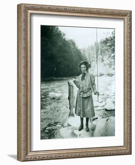 Eleanor Chittenden with Elwha River Trout-Asahel Curtis-Framed Photographic Print