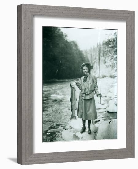 Eleanor Chittenden with Elwha River Trout-Asahel Curtis-Framed Photographic Print