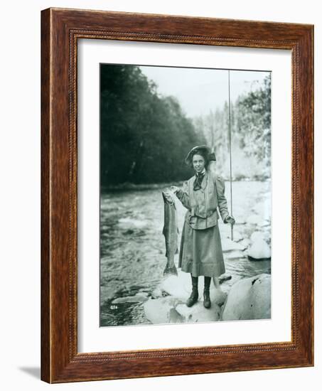 Eleanor Chittenden with Elwha River Trout-Asahel Curtis-Framed Photographic Print