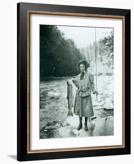 Eleanor Chittenden with Elwha River Trout-Asahel Curtis-Framed Photographic Print