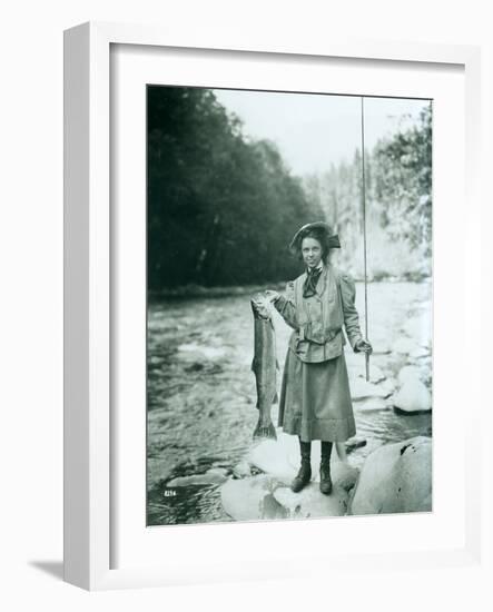 Eleanor Chittenden with Elwha River Trout-Asahel Curtis-Framed Photographic Print