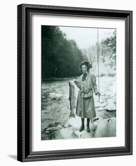 Eleanor Chittenden with Elwha River Trout-Asahel Curtis-Framed Photographic Print