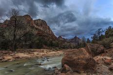 Dusk Beside the Virgin River under a Threatening Sky in Winter-Eleanor-Photographic Print