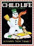 Snowman & Dog - Child Life, January 1935-Eleanor Mussey Young-Premier Image Canvas