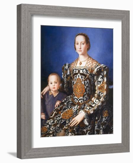 Eleanor of Toledo, with her son Jean de Medici, c. 1545-Agnolo Bronzino-Framed Photographic Print