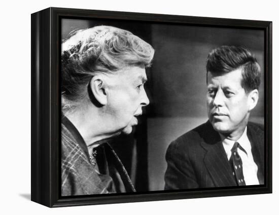 Eleanor Roosevelt and Sen John F Kennedy in a Public Appearance at Brandeis University-null-Framed Stretched Canvas