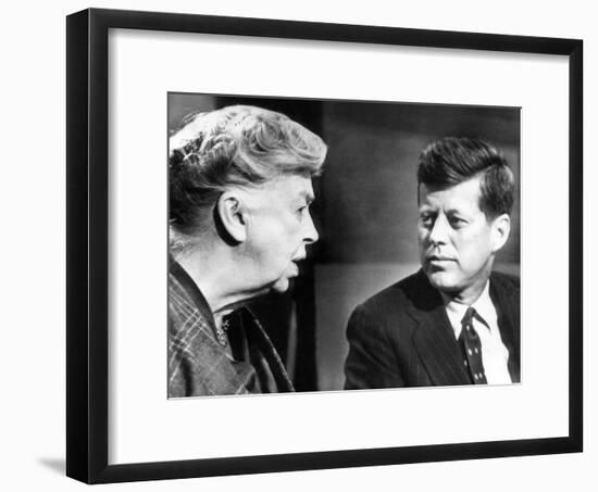 Eleanor Roosevelt and Sen John F Kennedy in a Public Appearance at Brandeis University-null-Framed Photo