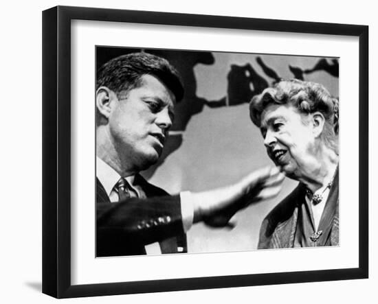 Eleanor Roosevelt and Sen John Kennedy in a Public Appearance at Brandeis University-null-Framed Photo