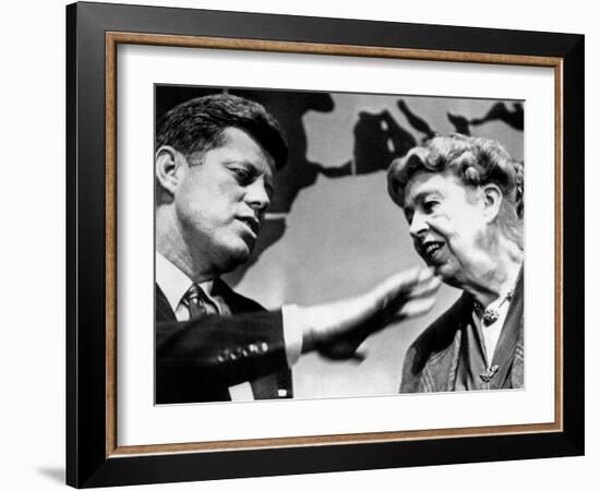 Eleanor Roosevelt and Sen John Kennedy in a Public Appearance at Brandeis University-null-Framed Photo