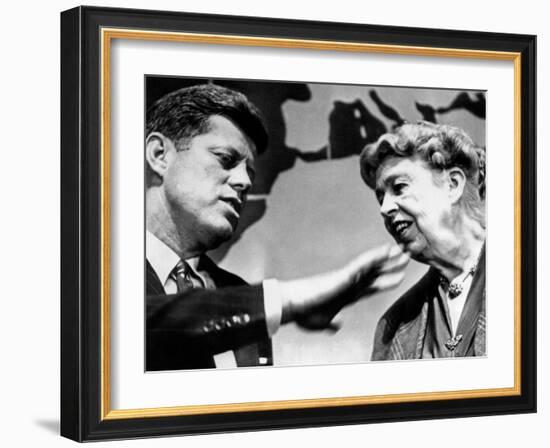 Eleanor Roosevelt and Sen John Kennedy in a Public Appearance at Brandeis University-null-Framed Photo