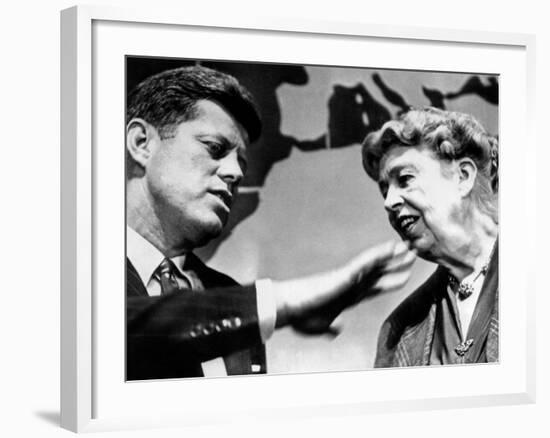 Eleanor Roosevelt and Sen John Kennedy in a Public Appearance at Brandeis University-null-Framed Photo