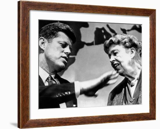 Eleanor Roosevelt and Sen John Kennedy in a Public Appearance at Brandeis University-null-Framed Photo