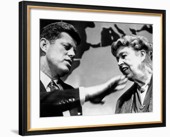 Eleanor Roosevelt and Sen John Kennedy in a Public Appearance at Brandeis University-null-Framed Photo