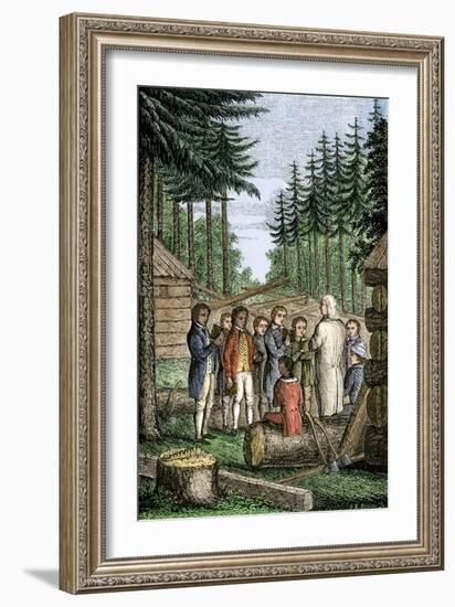 Eleazer Wheelock Founding Dartmouth College in the Forests of New Hampshire, 1770-null-Framed Giclee Print