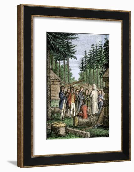 Eleazer Wheelock Founding Dartmouth College in the Forests of New Hampshire, 1770-null-Framed Giclee Print