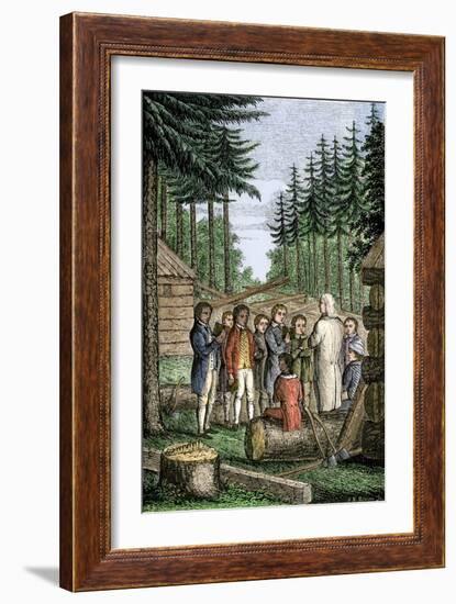 Eleazer Wheelock Founding Dartmouth College in the Forests of New Hampshire, 1770-null-Framed Giclee Print