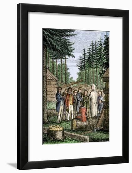 Eleazer Wheelock Founding Dartmouth College in the Forests of New Hampshire, 1770-null-Framed Giclee Print