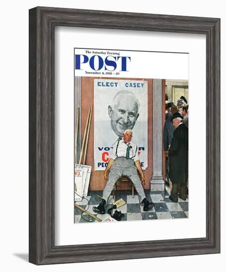 "Elect Casey" or "Defeated Candidate" Saturday Evening Post Cover, November 8,1958-Norman Rockwell-Framed Giclee Print