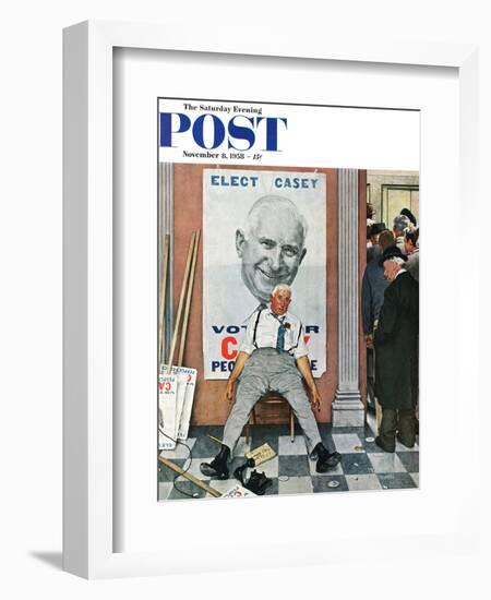 "Elect Casey" or "Defeated Candidate" Saturday Evening Post Cover, November 8,1958-Norman Rockwell-Framed Giclee Print