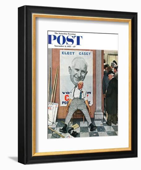 "Elect Casey" or "Defeated Candidate" Saturday Evening Post Cover, November 8,1958-Norman Rockwell-Framed Giclee Print