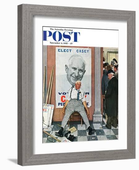 "Elect Casey" or "Defeated Candidate" Saturday Evening Post Cover, November 8,1958-Norman Rockwell-Framed Giclee Print