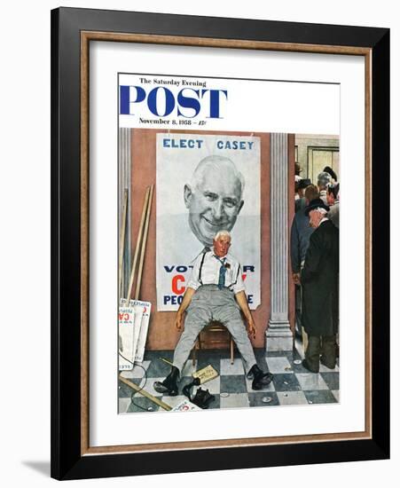 "Elect Casey" or "Defeated Candidate" Saturday Evening Post Cover, November 8,1958-Norman Rockwell-Framed Giclee Print