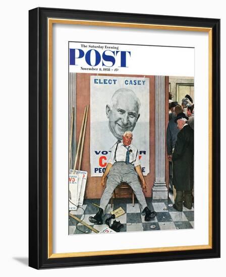 "Elect Casey" or "Defeated Candidate" Saturday Evening Post Cover, November 8,1958-Norman Rockwell-Framed Giclee Print