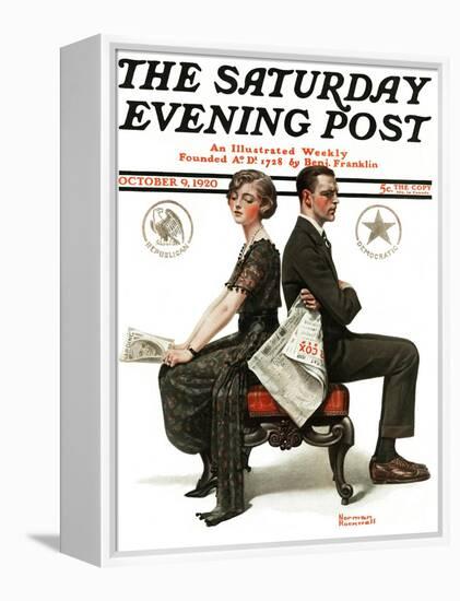 "Election Debate" Saturday Evening Post Cover, October 9,1920-Norman Rockwell-Framed Premier Image Canvas