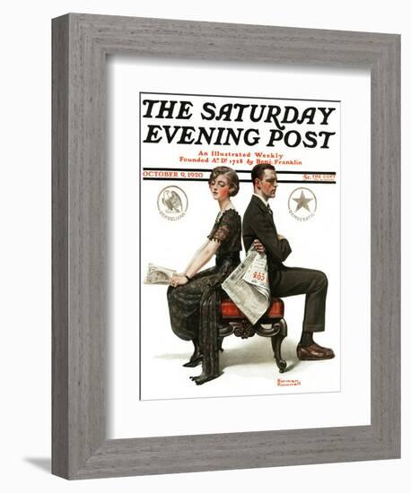 "Election Debate" Saturday Evening Post Cover, October 9,1920-Norman Rockwell-Framed Giclee Print