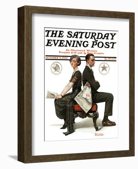 "Election Debate" Saturday Evening Post Cover, October 9,1920-Norman Rockwell-Framed Giclee Print