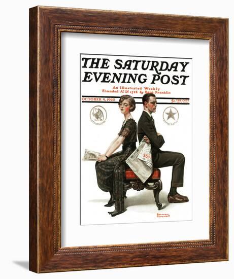 "Election Debate" Saturday Evening Post Cover, October 9,1920-Norman Rockwell-Framed Giclee Print