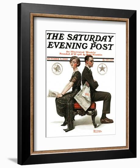 "Election Debate" Saturday Evening Post Cover, October 9,1920-Norman Rockwell-Framed Giclee Print