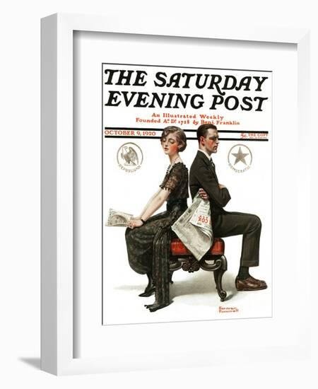 "Election Debate" Saturday Evening Post Cover, October 9,1920-Norman Rockwell-Framed Giclee Print