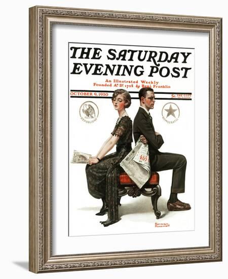 "Election Debate" Saturday Evening Post Cover, October 9,1920-Norman Rockwell-Framed Giclee Print