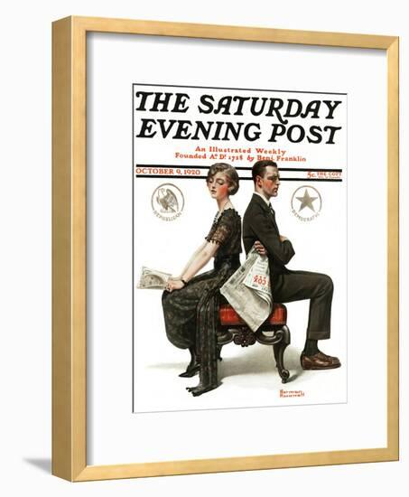 "Election Debate" Saturday Evening Post Cover, October 9,1920-Norman Rockwell-Framed Giclee Print