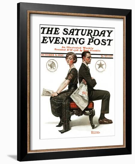 "Election Debate" Saturday Evening Post Cover, October 9,1920-Norman Rockwell-Framed Giclee Print