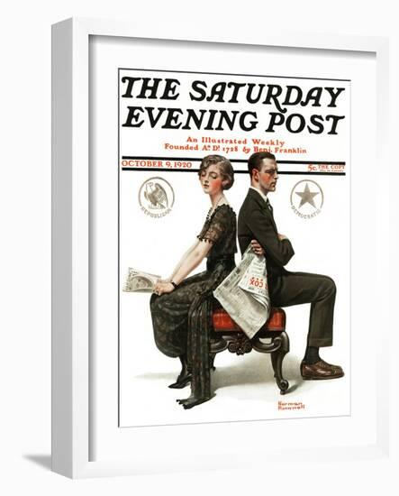 "Election Debate" Saturday Evening Post Cover, October 9,1920-Norman Rockwell-Framed Giclee Print