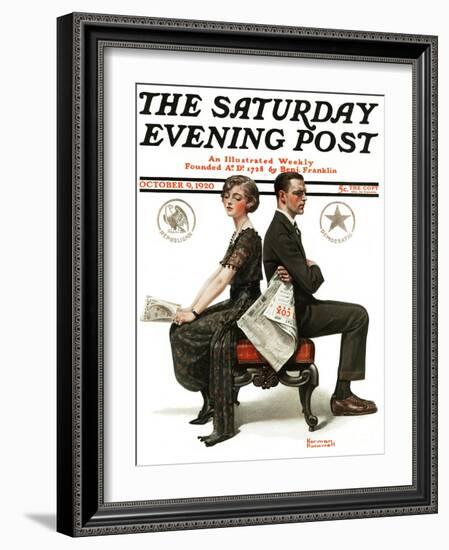 "Election Debate" Saturday Evening Post Cover, October 9,1920-Norman Rockwell-Framed Giclee Print