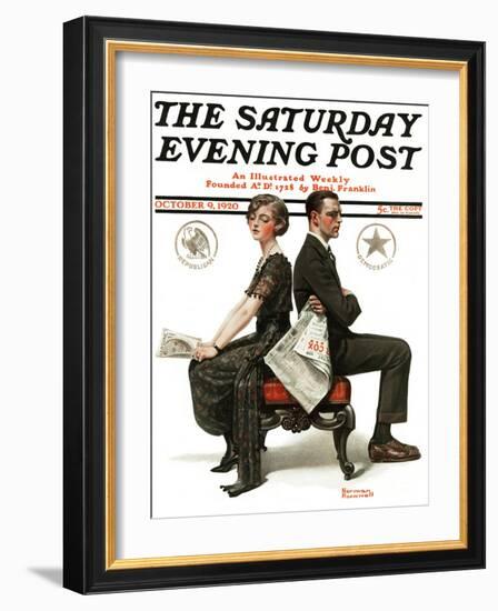 "Election Debate" Saturday Evening Post Cover, October 9,1920-Norman Rockwell-Framed Giclee Print