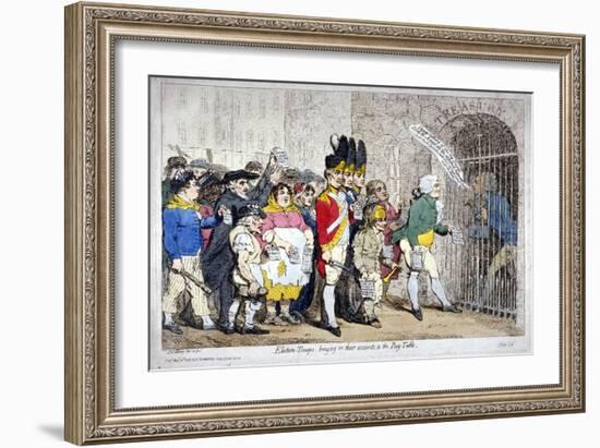 Election-Troops, Bringing in their Accounts, to the Pay-Table, 1788-James Gillray-Framed Giclee Print