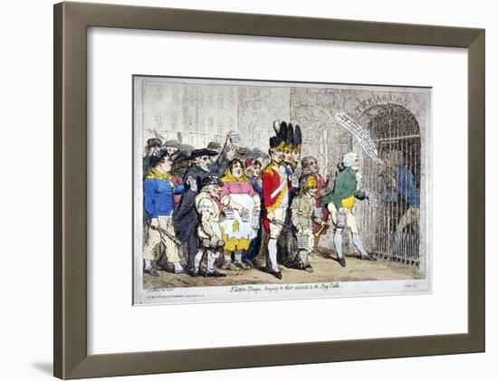 Election-Troops, Bringing in their Accounts, to the Pay-Table, 1788-James Gillray-Framed Giclee Print