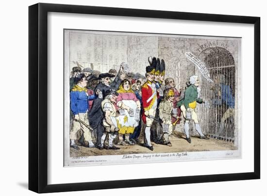 Election-Troops, Bringing in their Accounts, to the Pay-Table, 1788-James Gillray-Framed Giclee Print