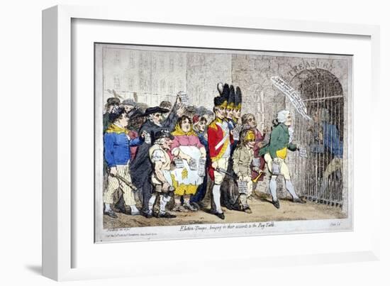 Election-Troops, Bringing in their Accounts, to the Pay-Table, 1788-James Gillray-Framed Giclee Print